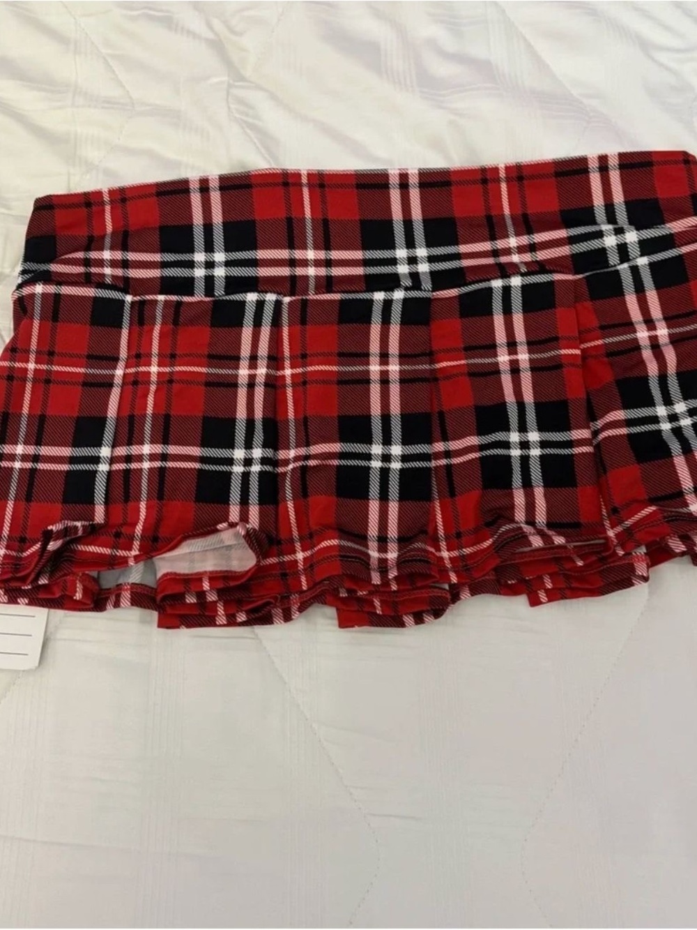 Red Plaid Pleated Schoolgirl Mini Skirt